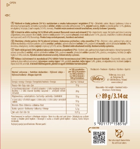 Praliny Vobro EGO ALMOND PASSION Migdałowe 89g