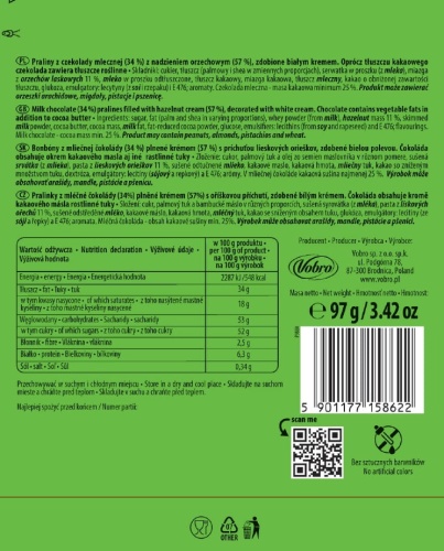 Praliny Vobro EGO FRUTTI DI MARE HAZELNUT Orzechowe 97g