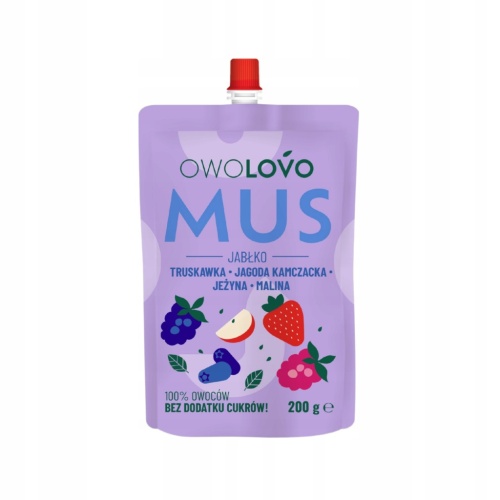 OWOLOVO Mus Jabłko Truskawka Jagoda KAMCZACKA JEŻYNA MALINA 200g