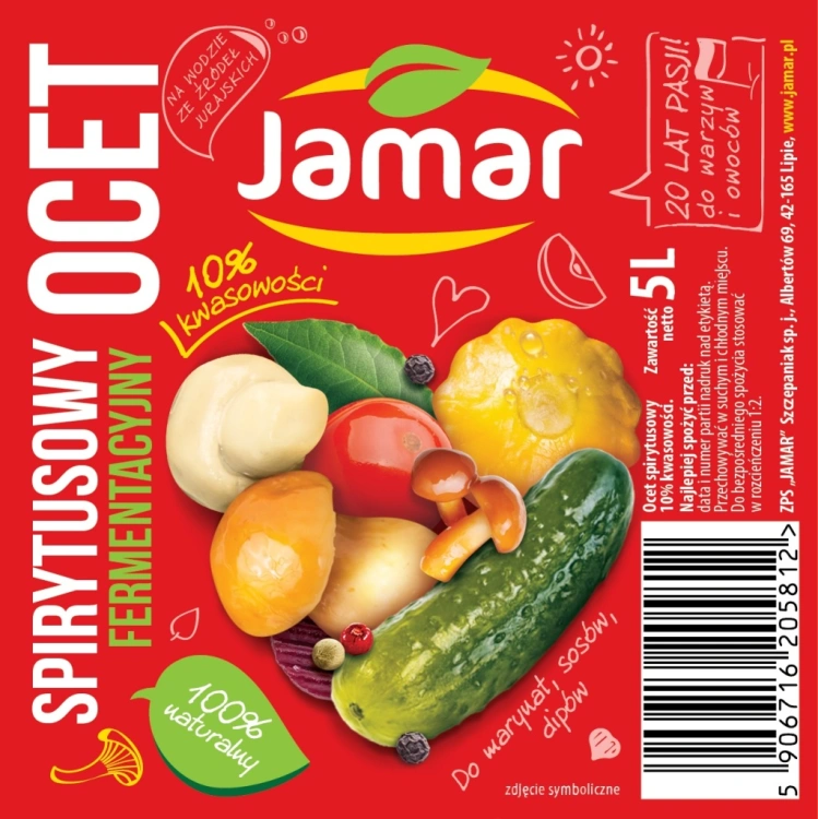 Ocet Spirytusowy JAMAR Fermentacyjny 10% 5L