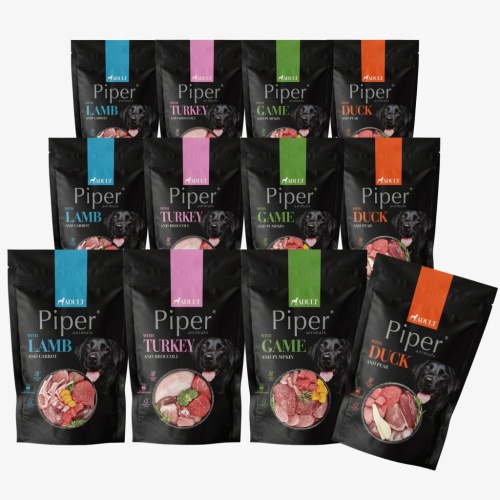 Karma Dla PSA PIPER Dolina MIX 4 SMAKI Nowe Mokra 12 x 500g